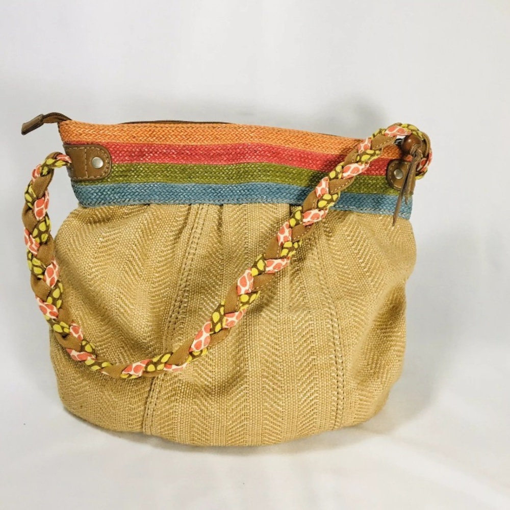 Fossil Hobo Handbag. Woven Straw Texture